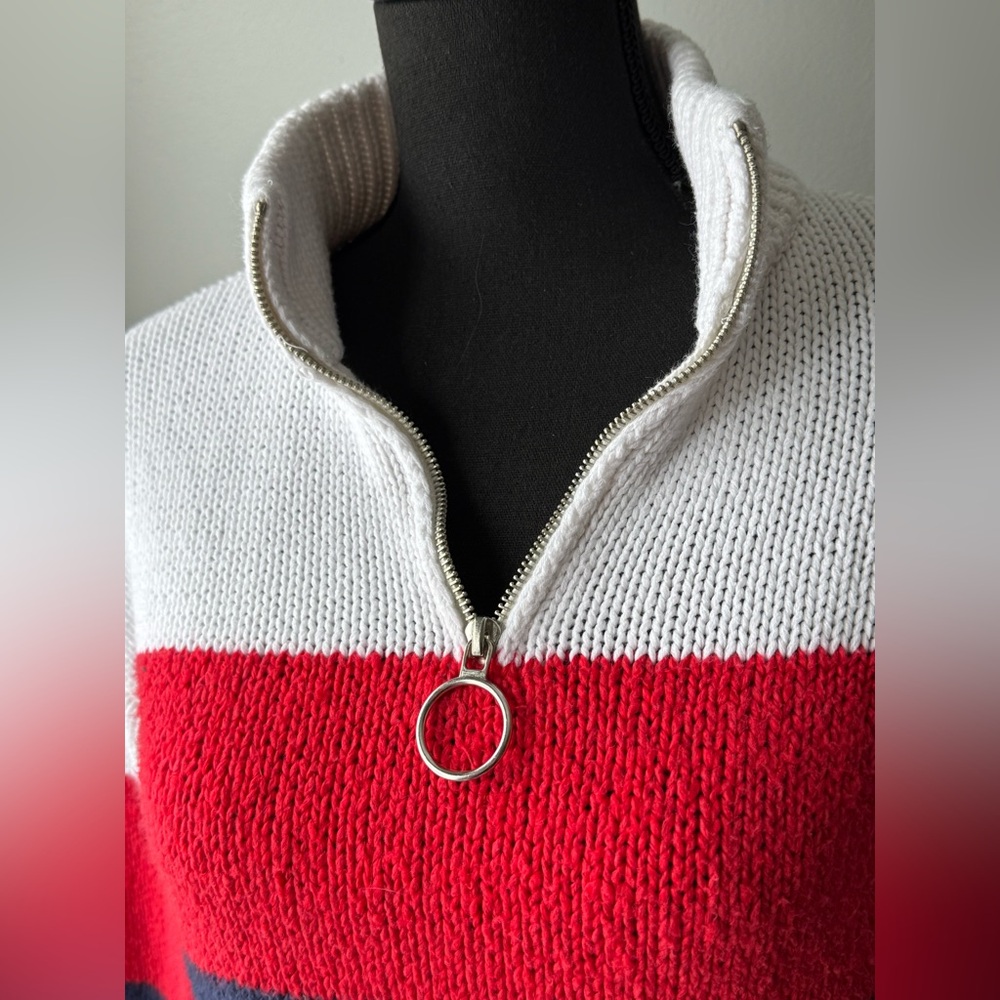 La Hearts Red, White, and Navy Cowl Sweater - Picture 3 of 7
